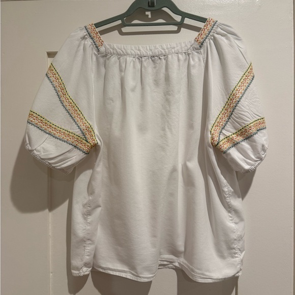 LOFT White Blouse with Multicolor Embroidery - Picture 3 of 6